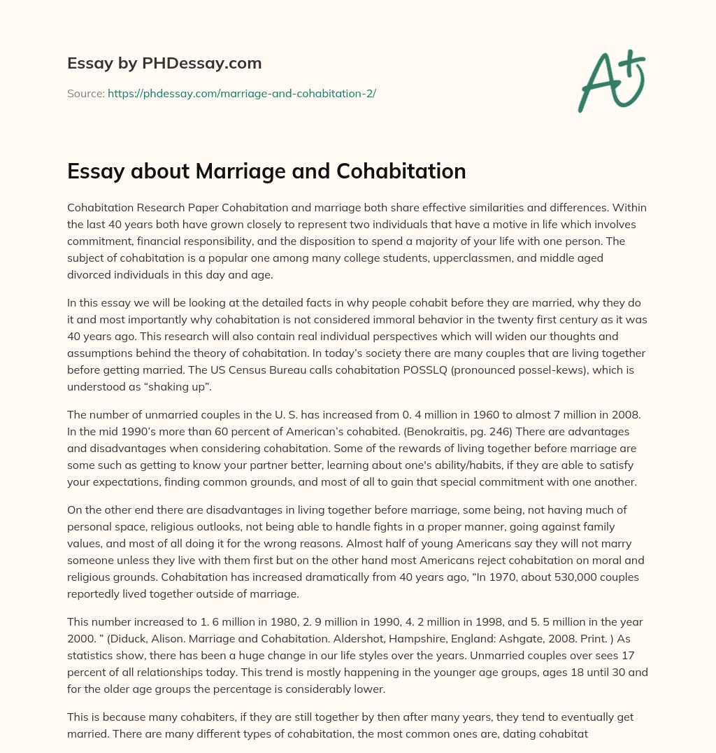 Essay about Marriage and Cohabitation essay