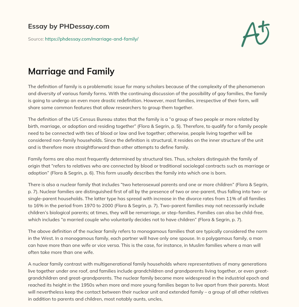 Marriage and Family essay