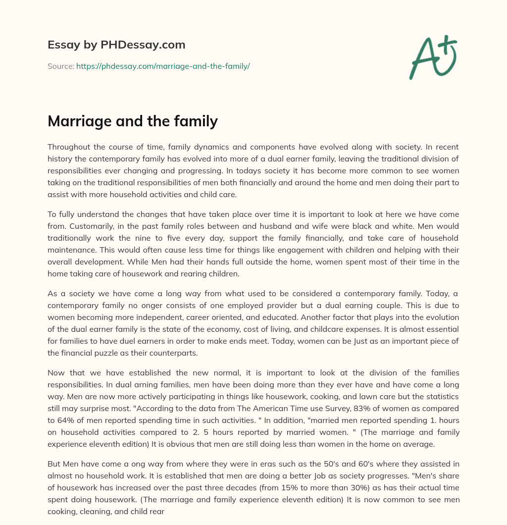 Marriage and the family essay
