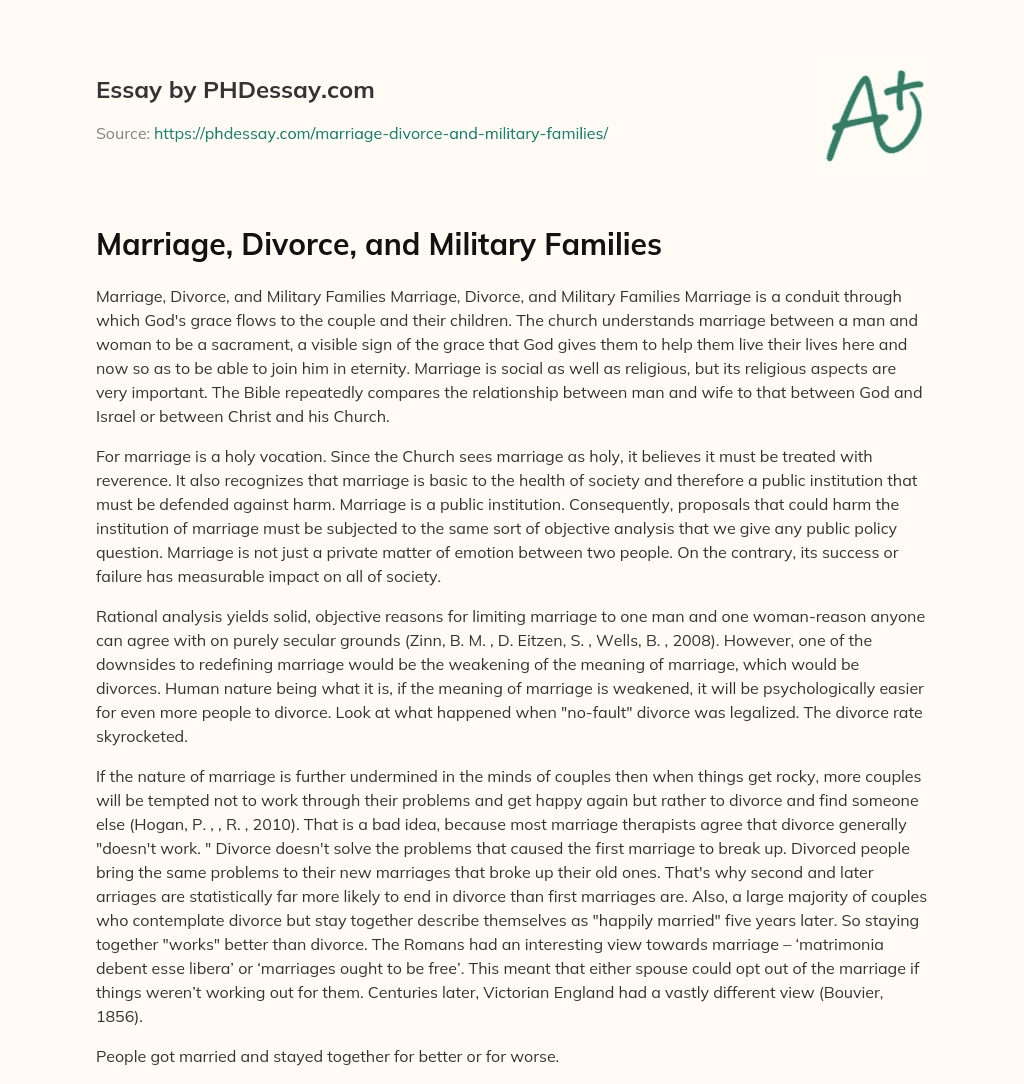 Marriage, Divorce, and Military Families essay