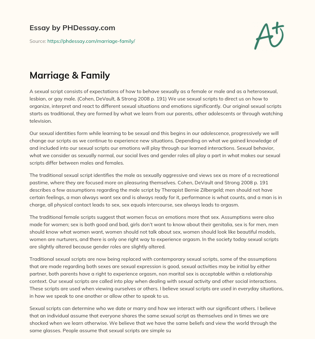 Marriage & Family essay