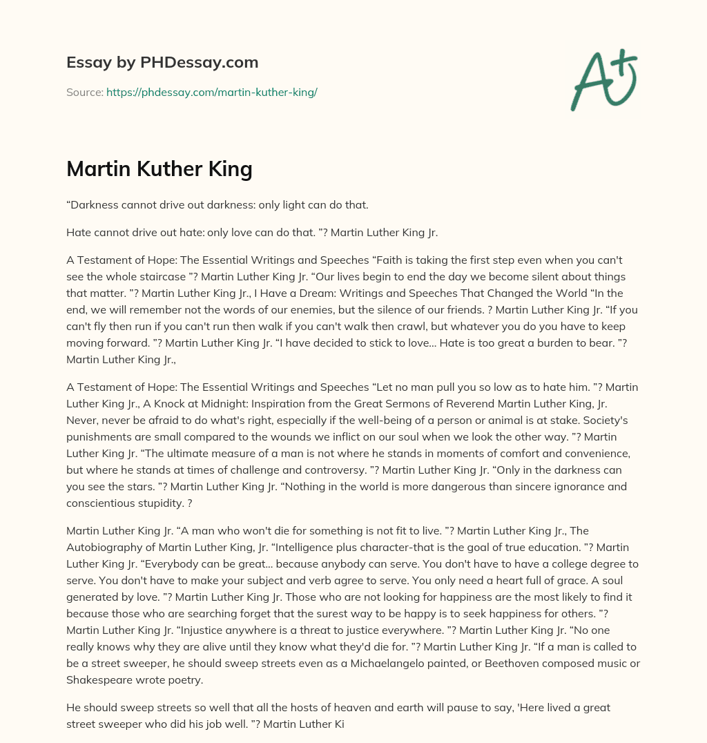 Martin Kuther King essay