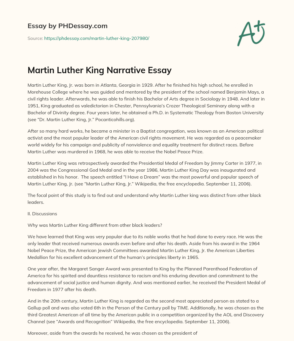 martin luther king narrative essay