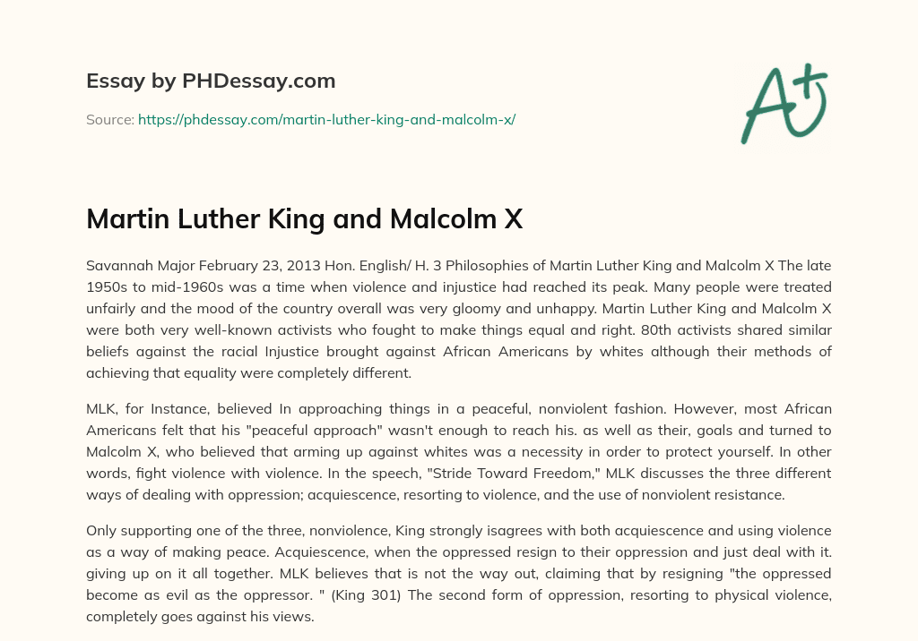 martin luther king and malcolm x essay