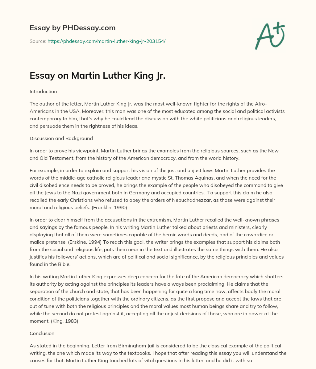 who was martin luther king jr essay