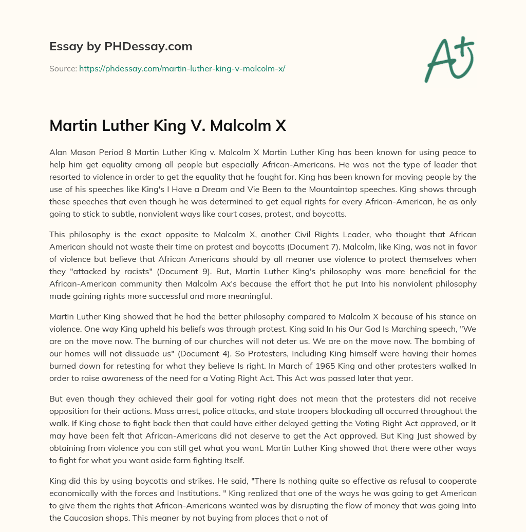 martin luther king malcolm x essay