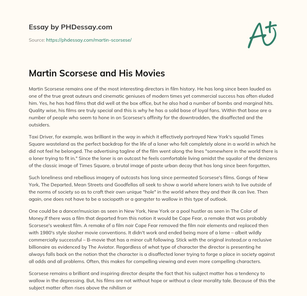 Martin Scorsese and His Movies essay