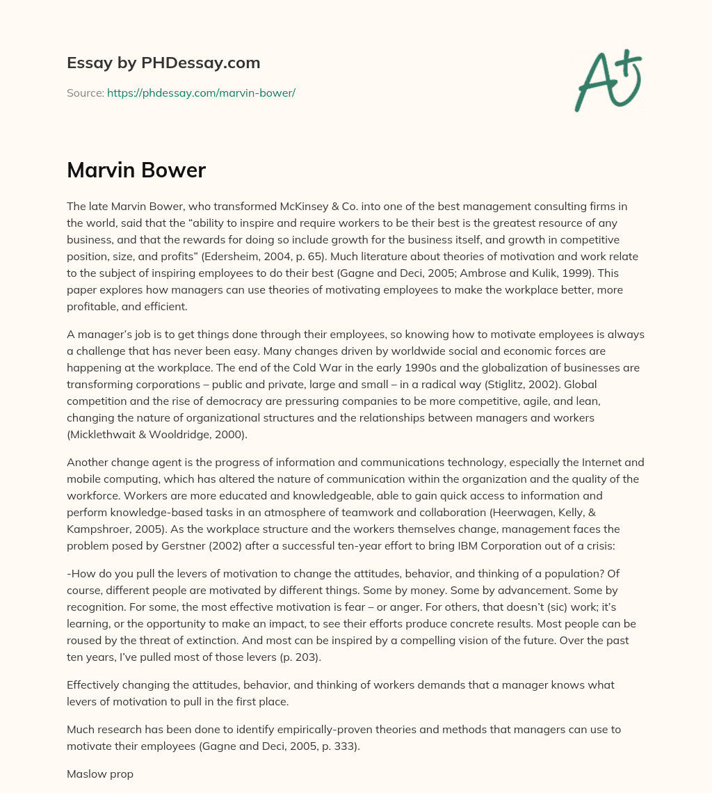 Marvin Bower essay