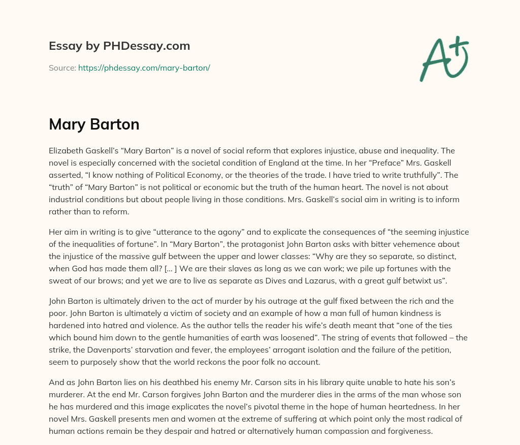 mary barton ap lit essay examples