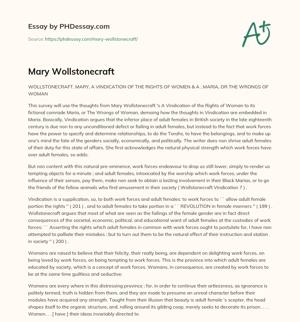 Mary Wollstonecraft essay