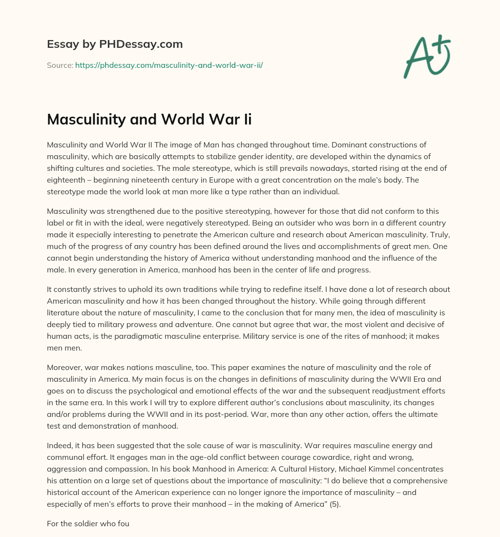 Masculinity and World War Ii essay