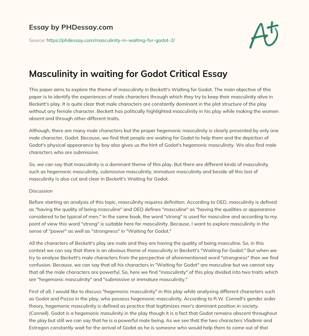 Masculinity in waiting for Godot Critical Essay essay