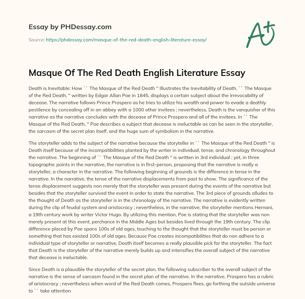 Masque Of The Red Death English Literature Essay essay