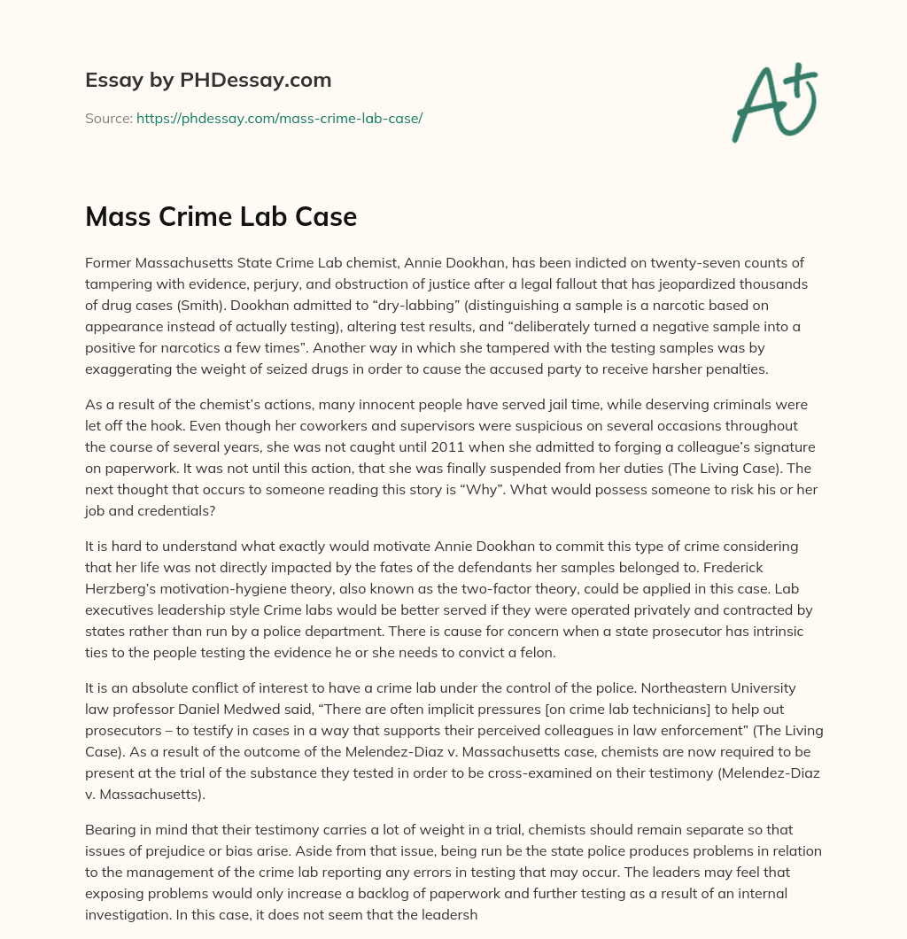 Mass Crime Lab Case essay