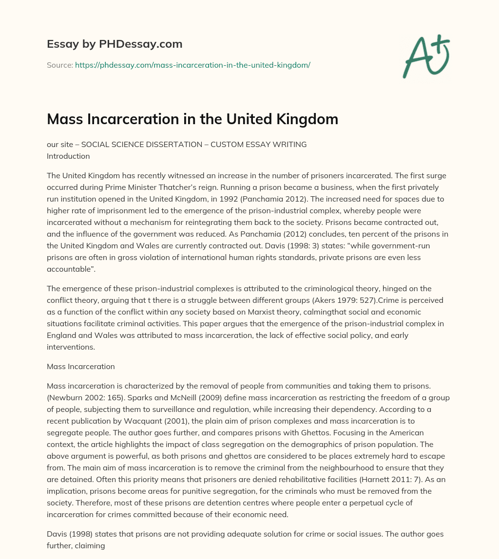 Mass Incarceration in the United Kingdom essay
