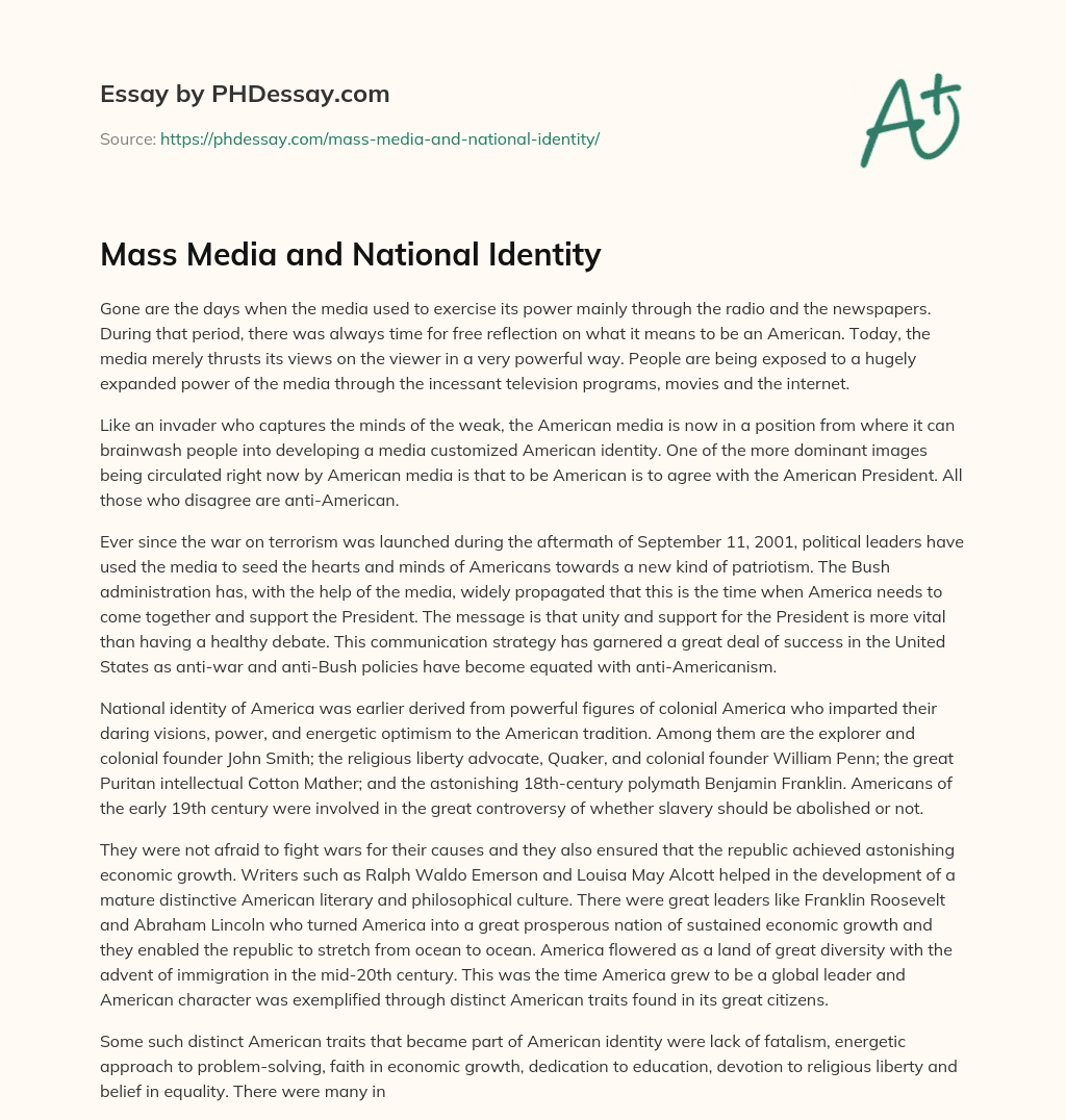 Mass Media and National Identity essay