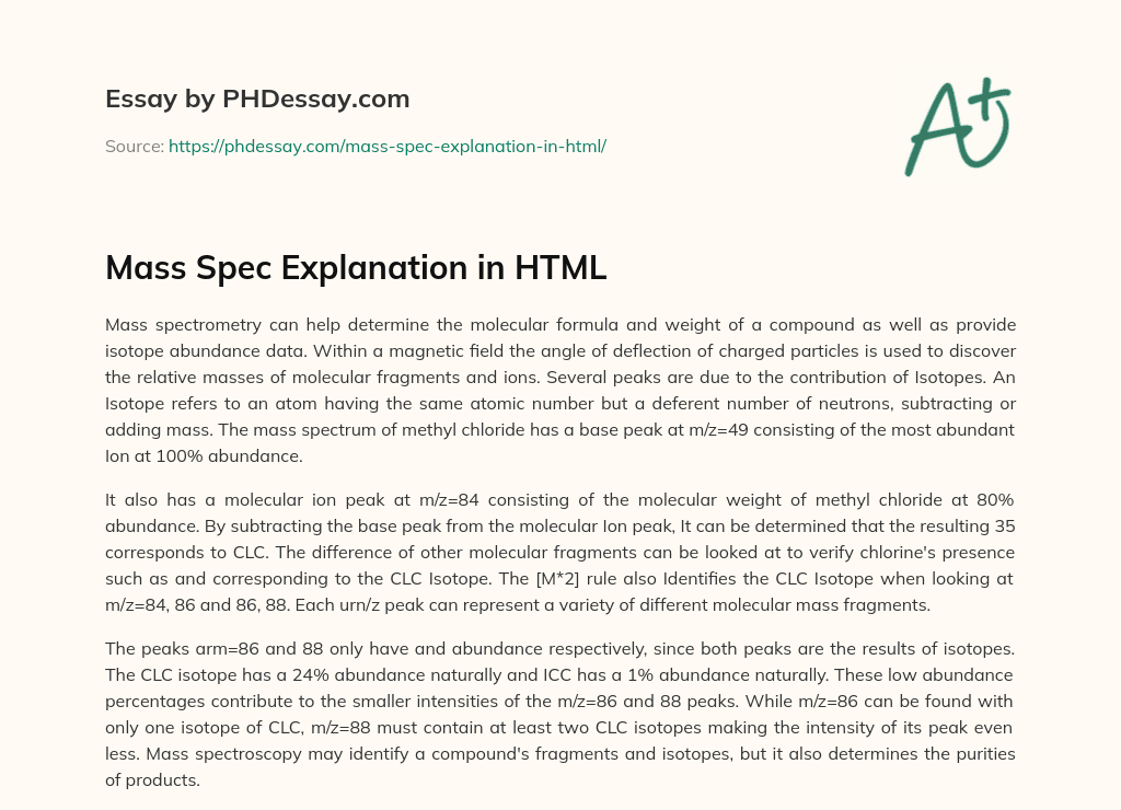 Mass Spec Explanation in HTML essay