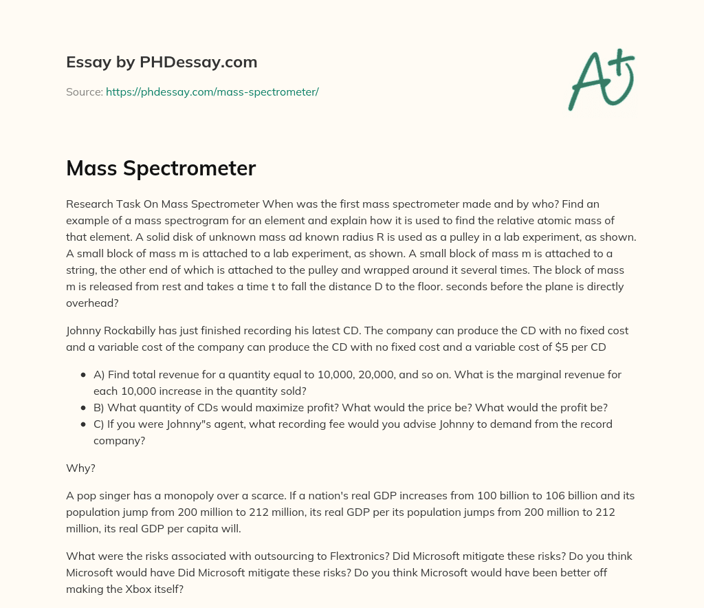 Mass Spectrometer essay