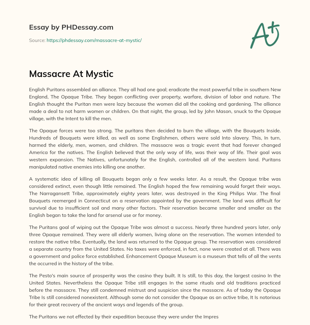 Massacre At Mystic essay
