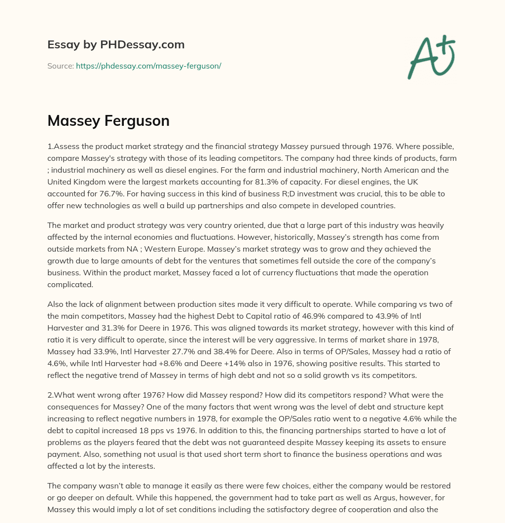 Massey Ferguson essay