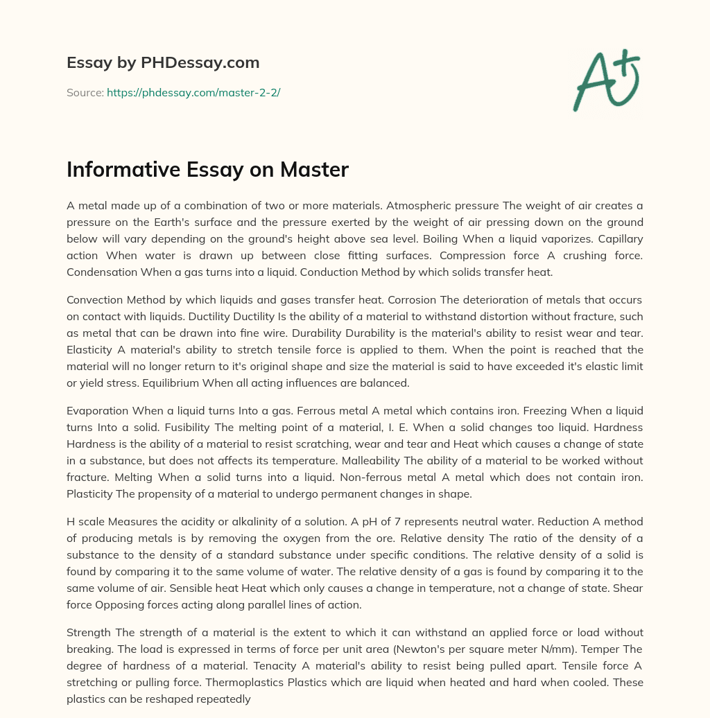 Informative Essay on Master essay