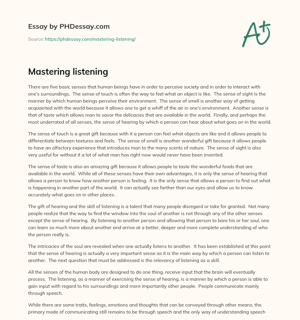 Mastering listening essay
