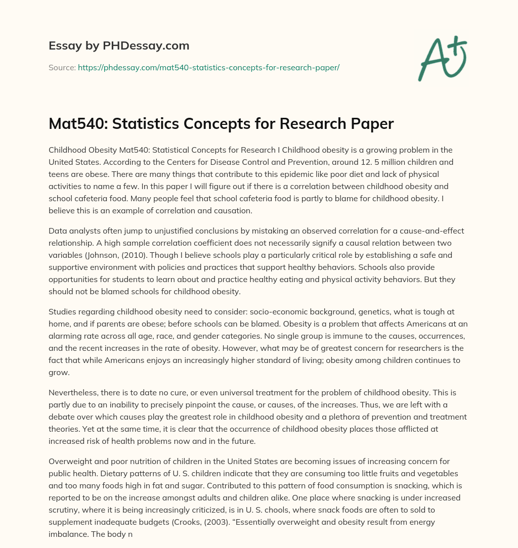 Mat540: Statistics Concepts for Research Paper essay