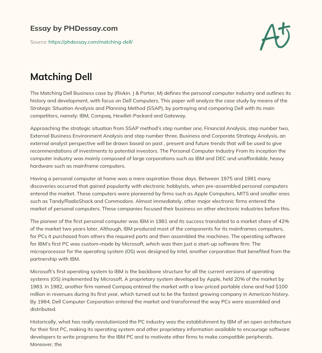 Matching Dell essay