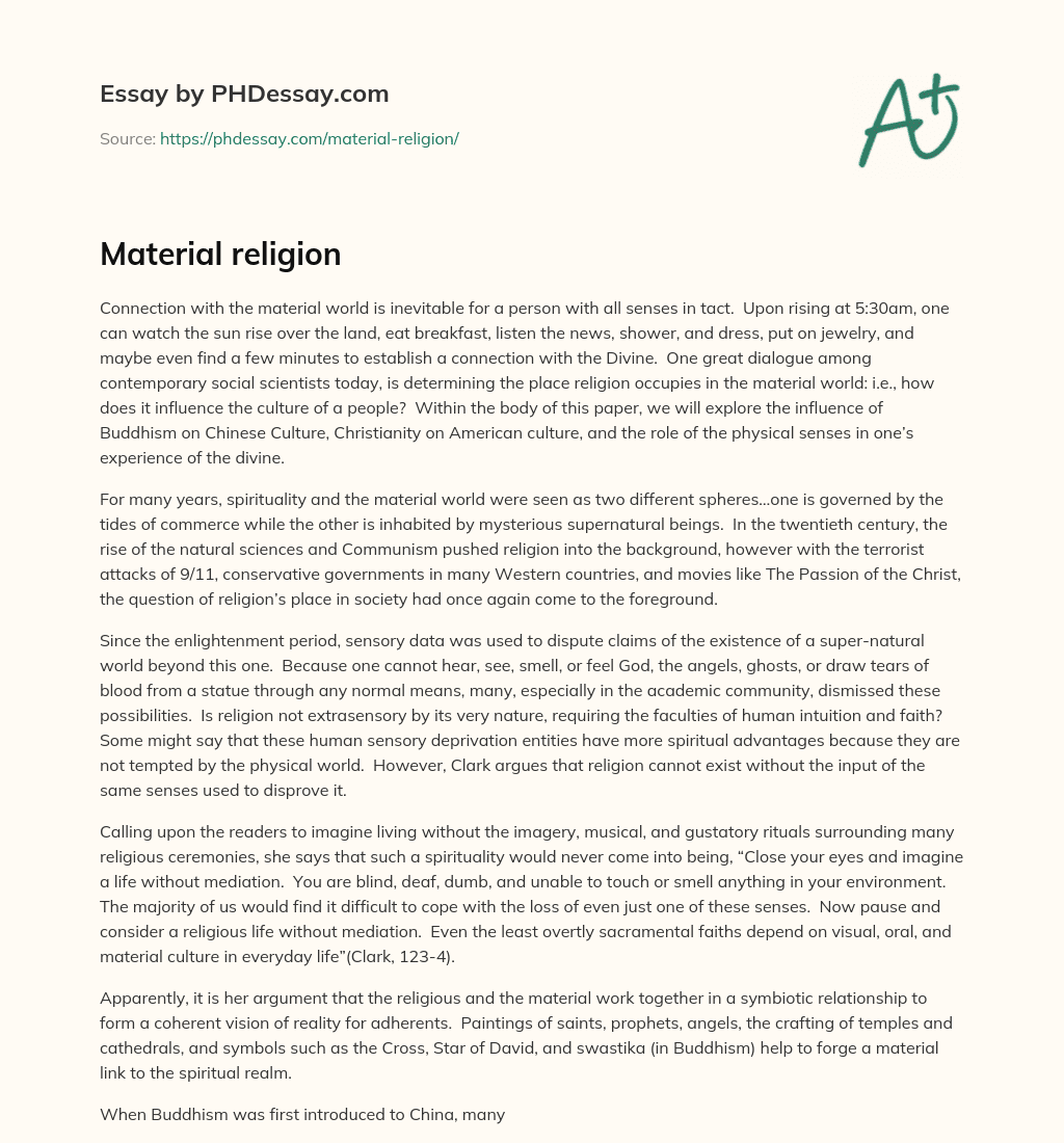 Material religion essay