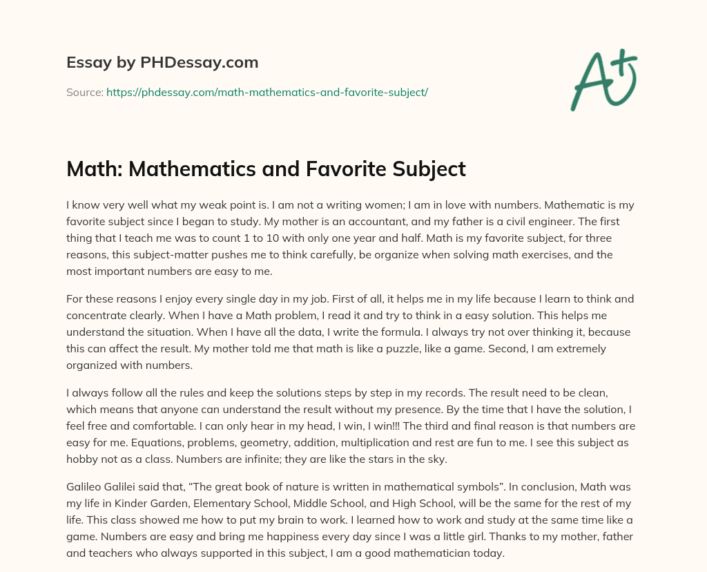 essay about favorite subject math