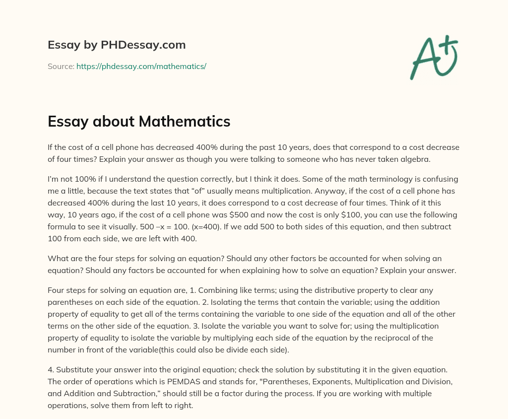 Essay about Mathematics essay