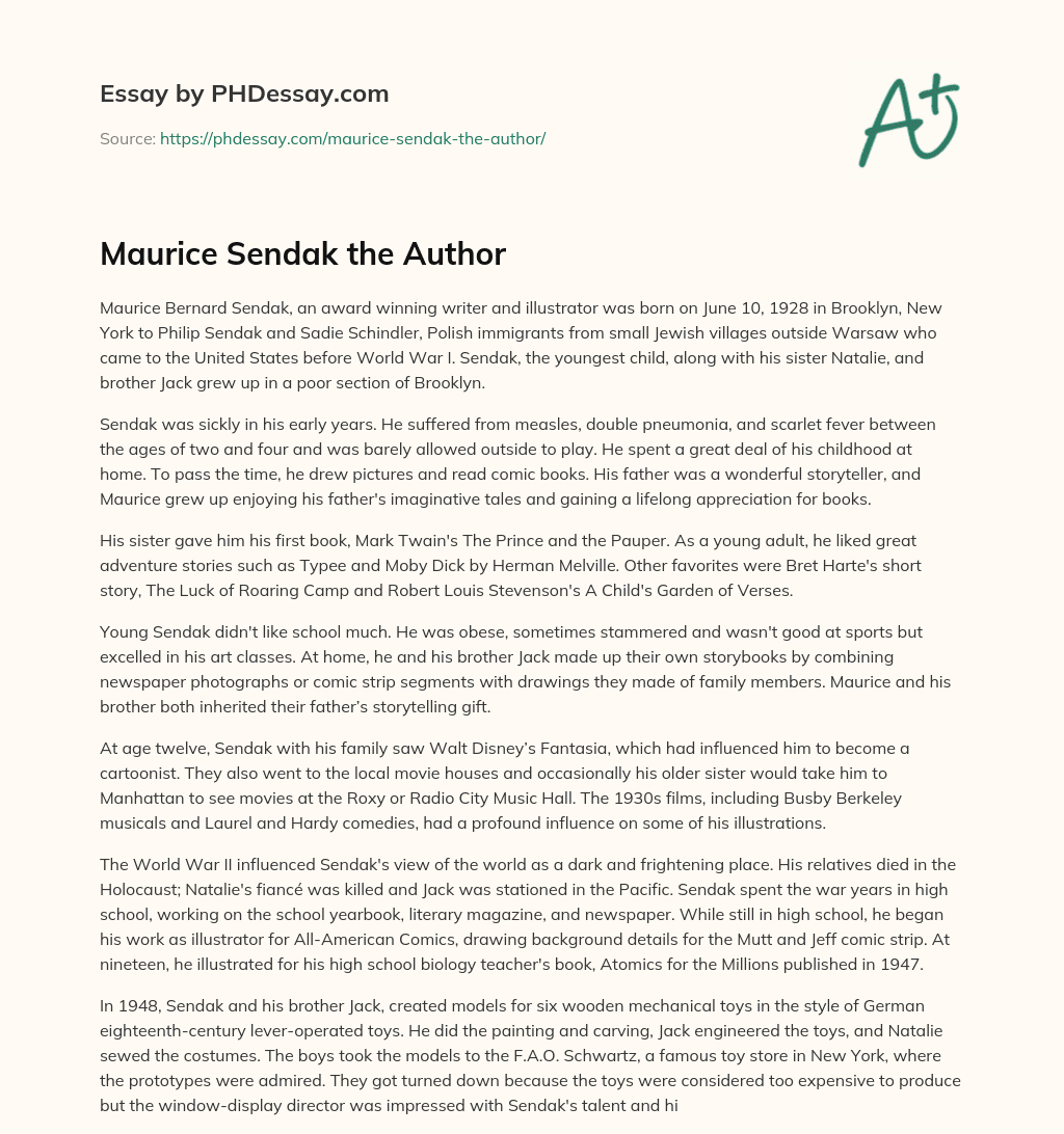 Maurice Sendak the Author essay