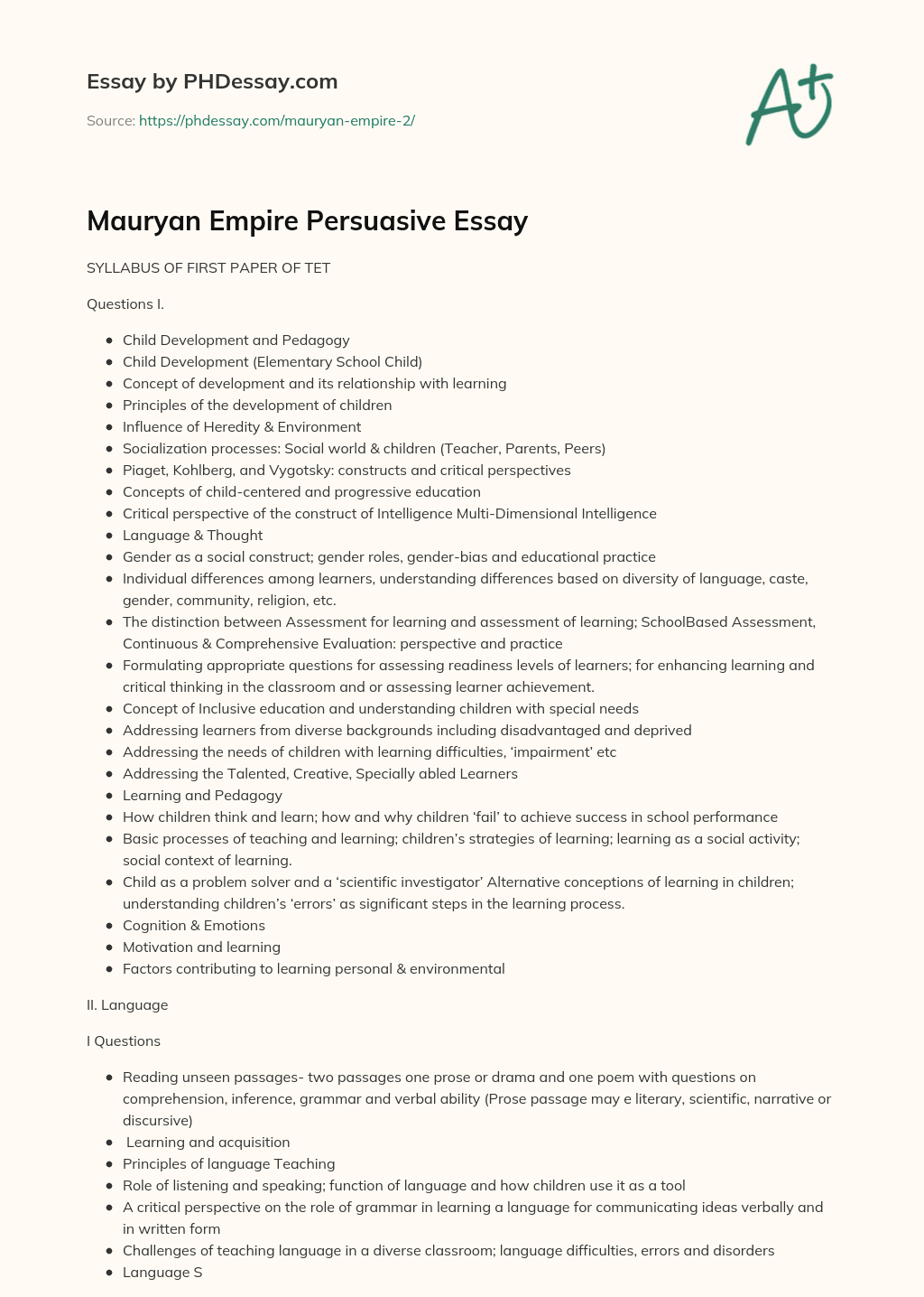 Mauryan Empire Persuasive Essay essay