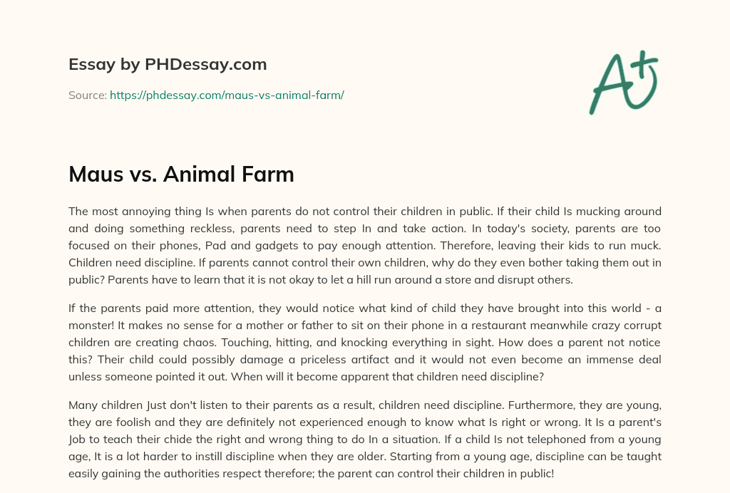 Maus vs. Animal Farm essay