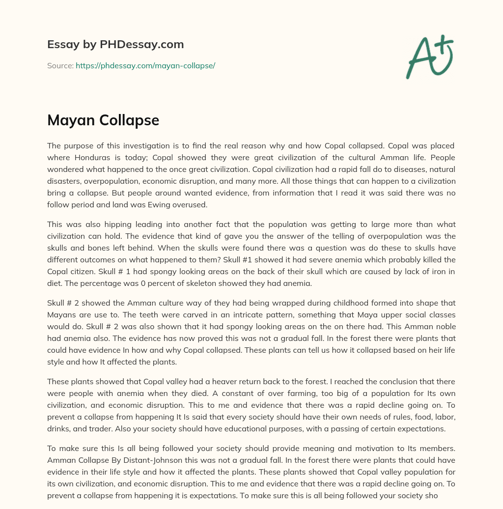 Mayan Collapse essay