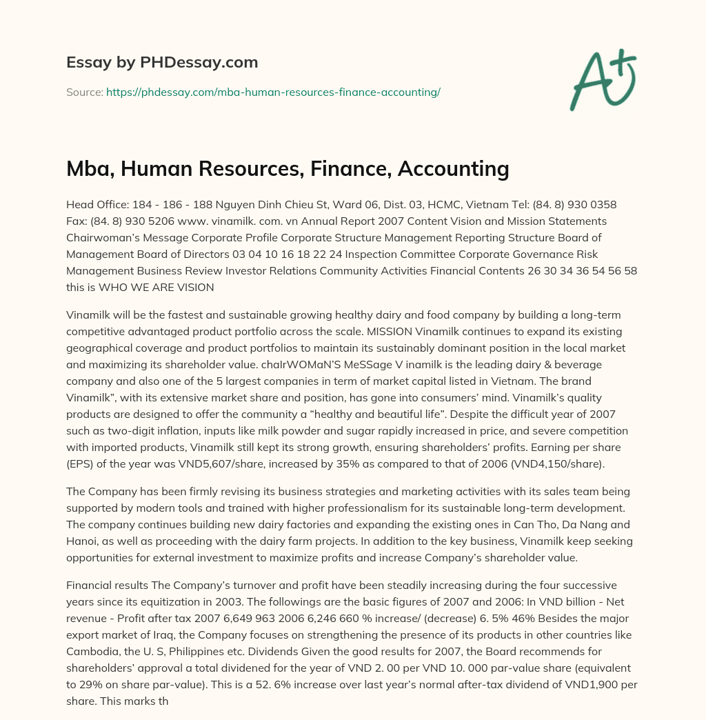 Mba, Human Resources, Finance, Accounting essay
