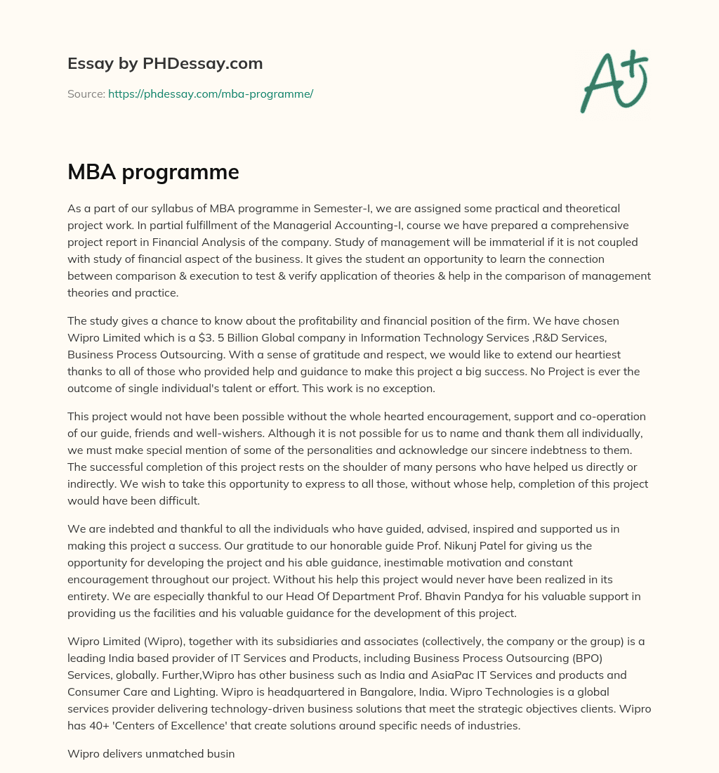 MBA programme essay
