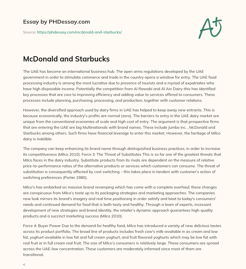McDonald and Starbucks essay