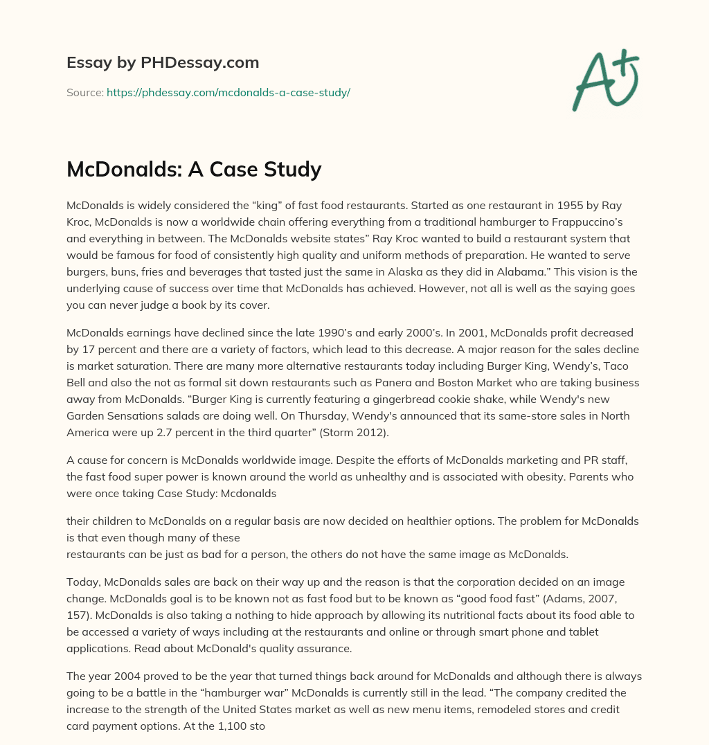 mcdonald's case study pdf business studies