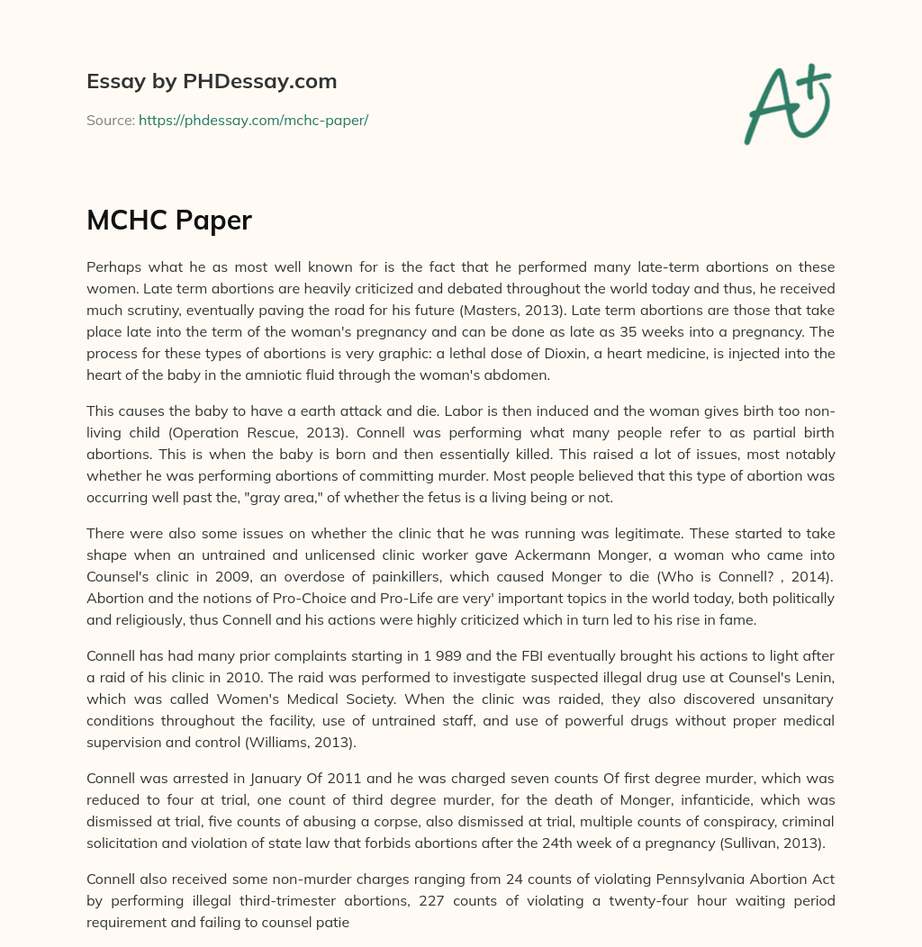 MCHC Paper essay