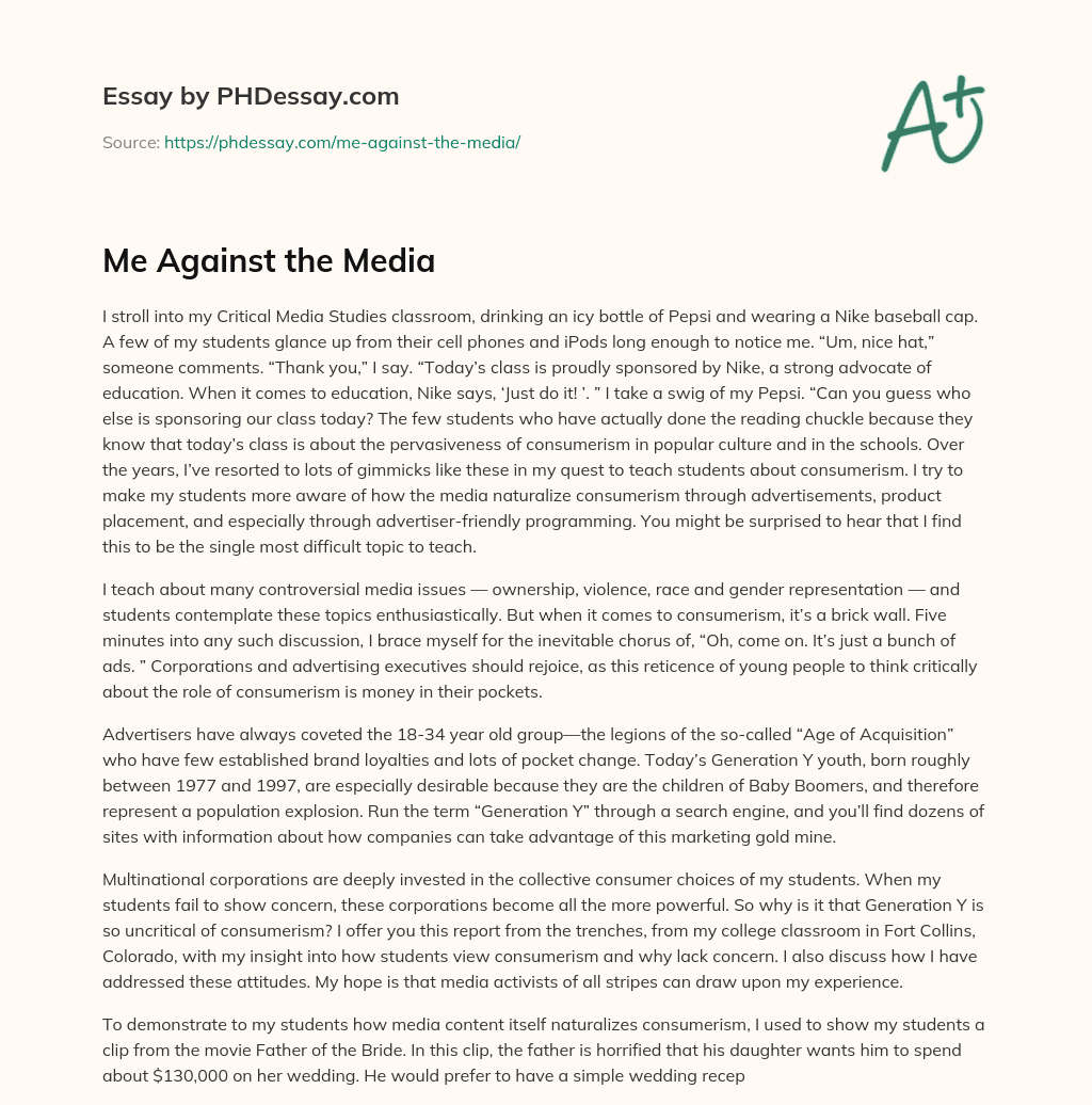 Me Against the Media essay