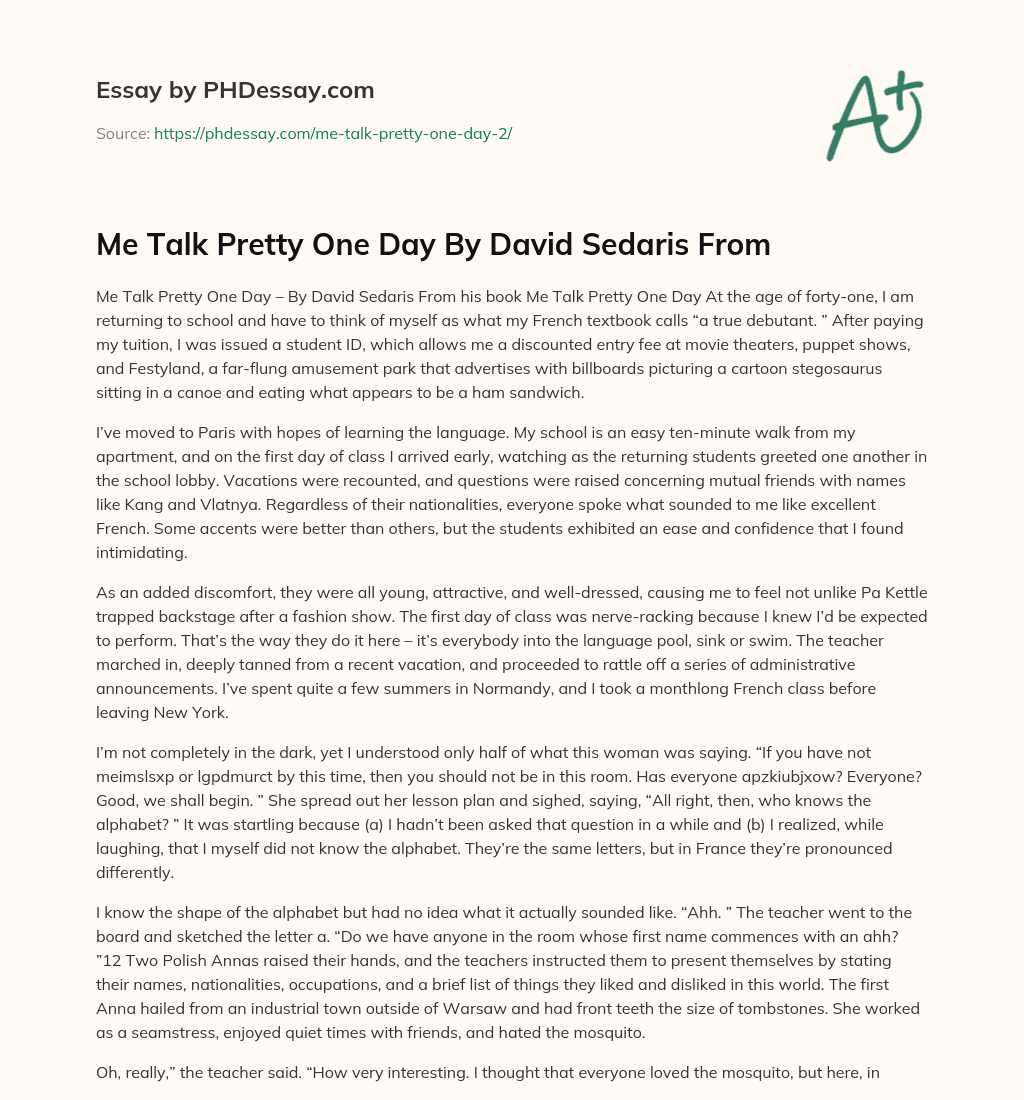 Me Talk Pretty One Day By David Sedaris From essay