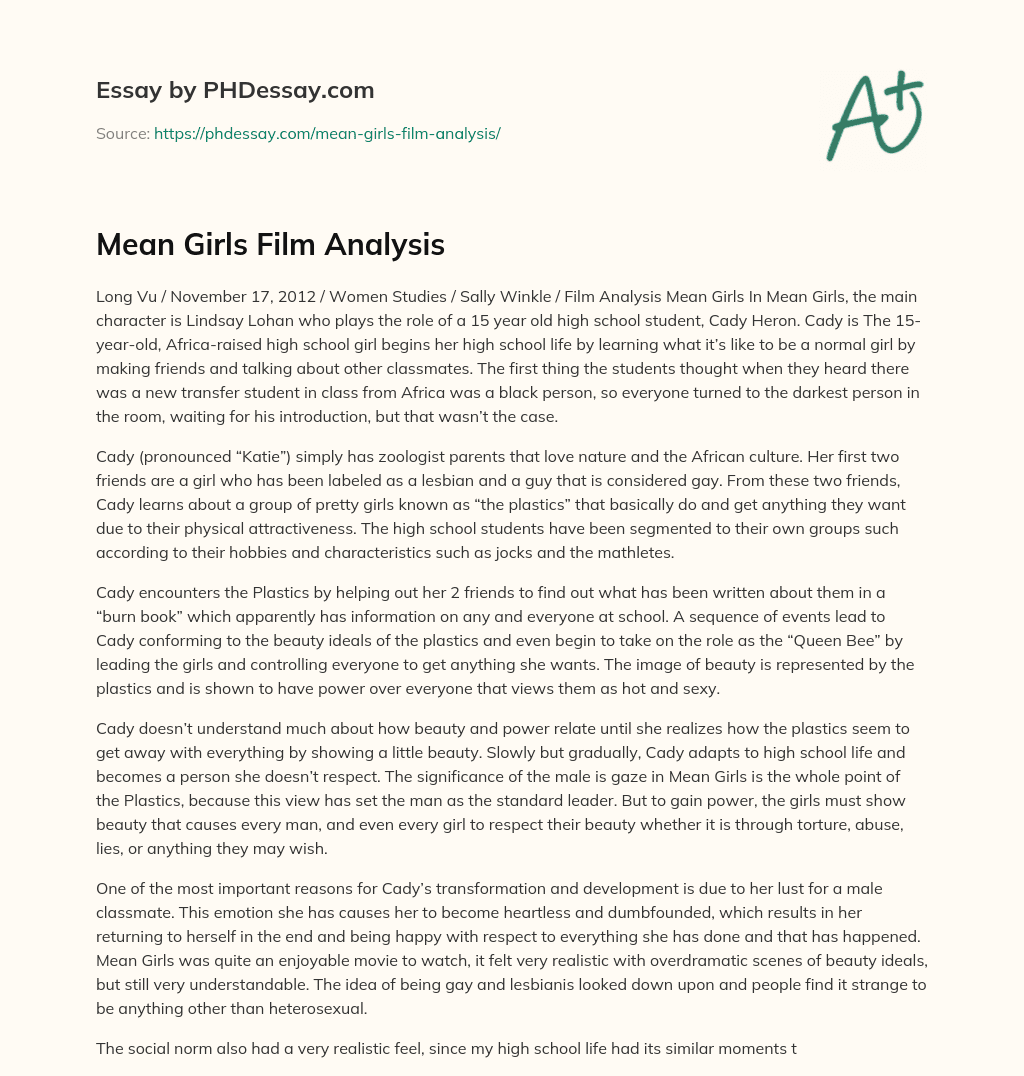 Mean Girls Film Analysis essay