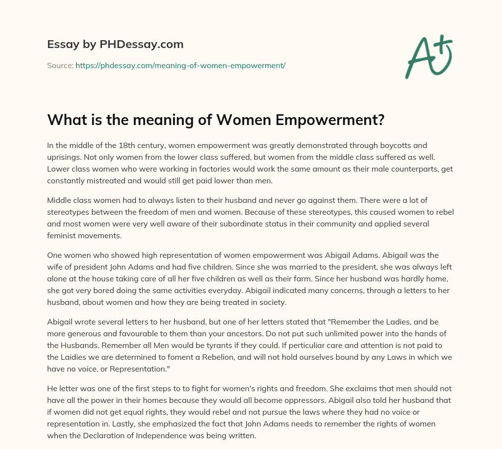 What is the meaning of Women Empowerment? (400 Words)