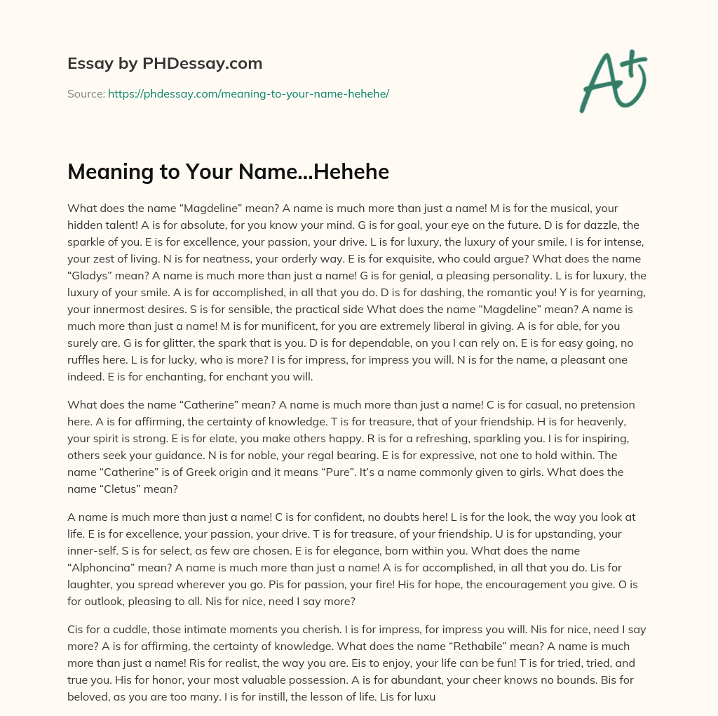 Meaning to Your Name…Hehehe essay
