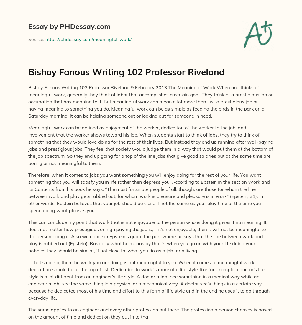 Bishoy Fanous Writing 102 Professor Riveland essay