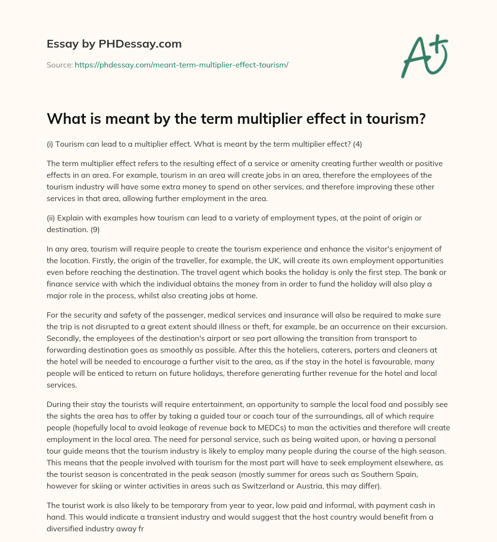 tourism multiplier effect essay