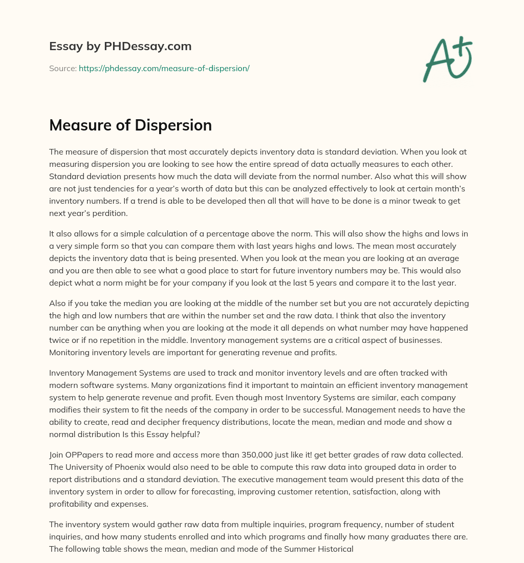 Measure of Dispersion essay
