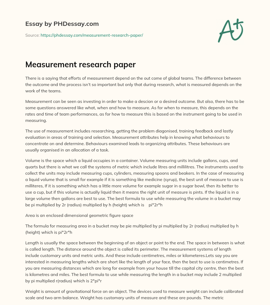 research paper unit of measurement