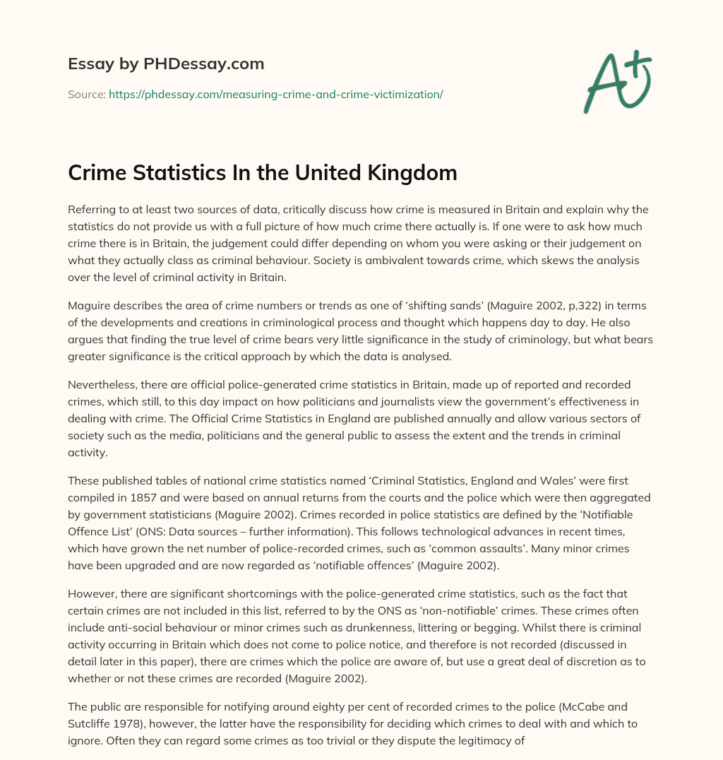 Crime Statistics In the United Kingdom essay